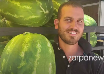 Χανιά: Καρπούζι σχεδόν 30 κιλά και μήκος 60 εκατοστά έβγαλε αγρότης στο χωράφι του